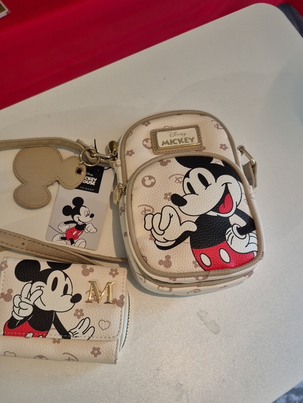 Disney Primark Beige Mickey Crossbody Bag with Wallet Set